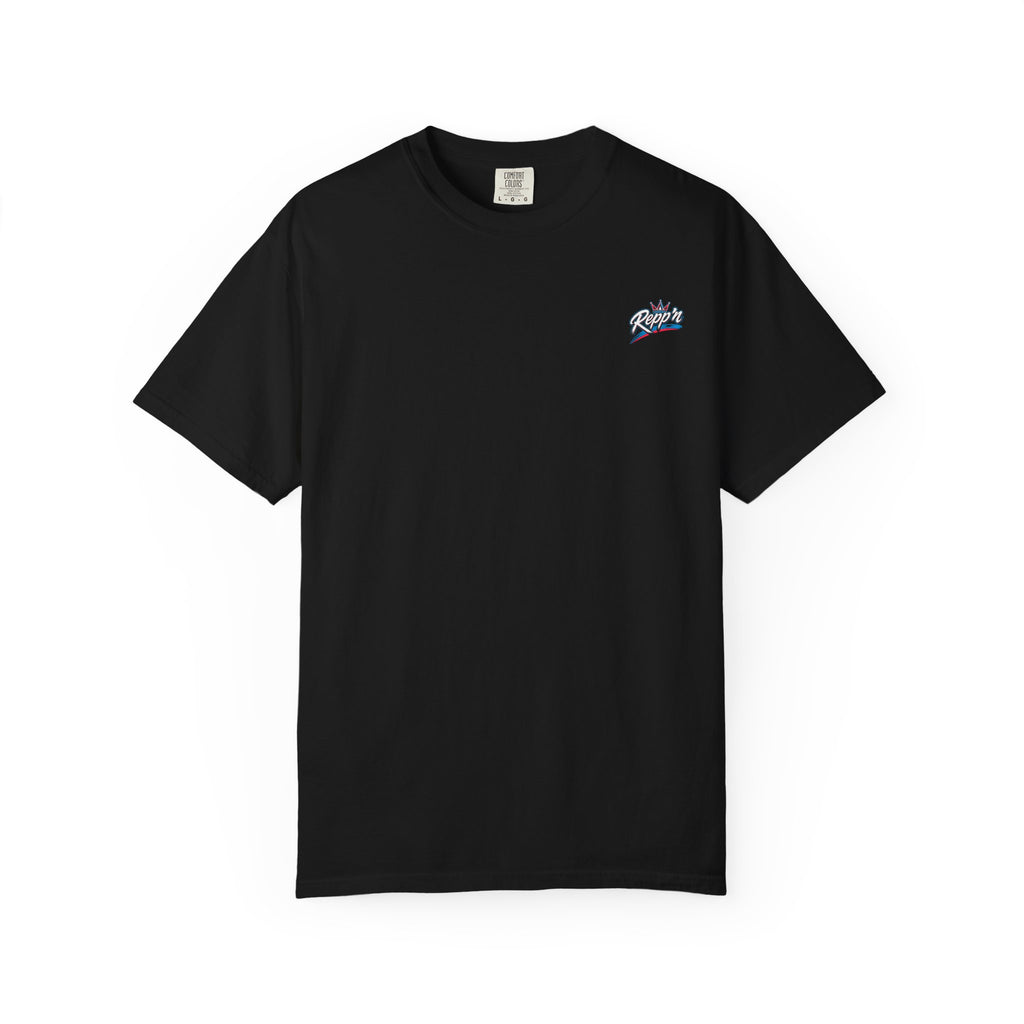 Repp'n Miami Sunset Skyline T-shirt | Retro Palm Beach City Tee