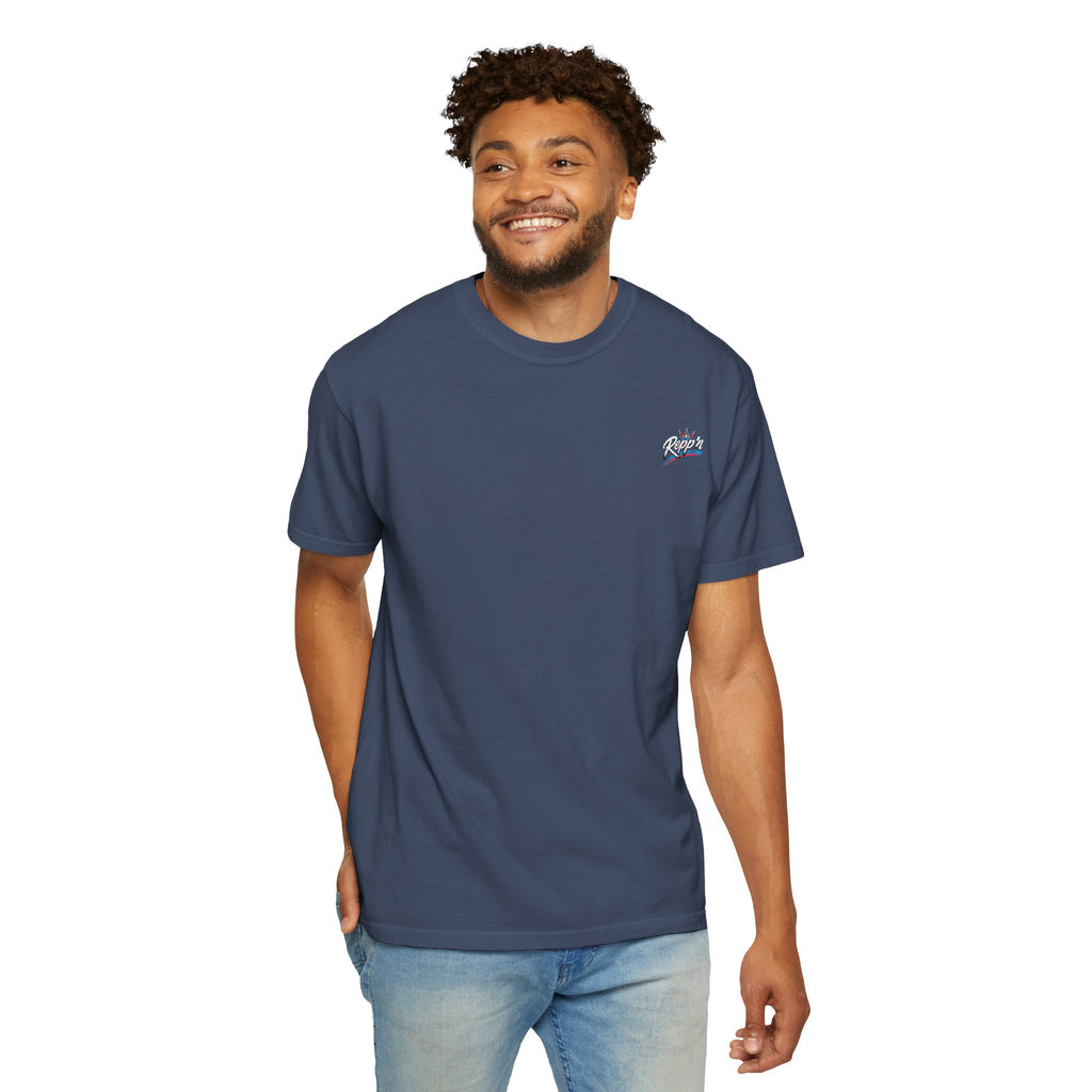 Repp'n Miami Sunset Skyline T-shirt | Retro Palm Beach City Tee